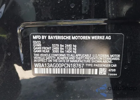 2023 BMW 530E from USA, damaged, VIN WBA13AG00PCN18767